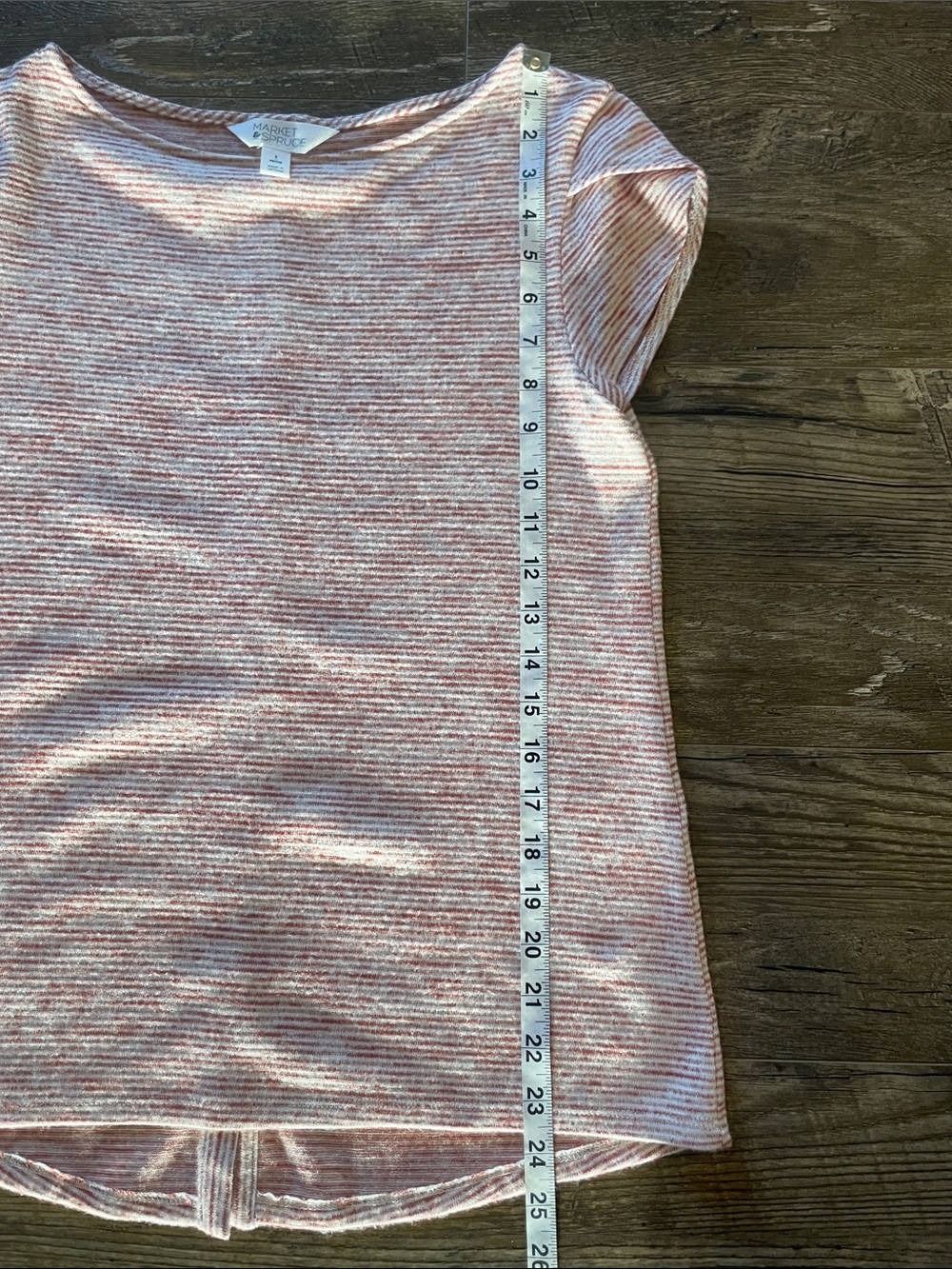 Market & Spruce Women’s Heathered Rust & White Short-Sleeve Tee Size SP - Picture 5 of 8